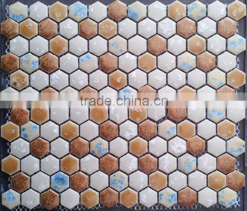 nice design blue white hexagon mosaic kiln