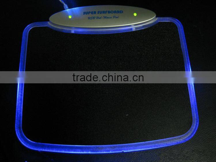 Blue LED Light Mousepad Mouse Pad Mat + 4 Ports USB HUB for PC Laptop Computer