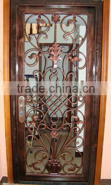 Top-selling entrance door wrought iron(clamp glass)