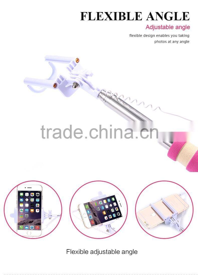 PDQ Support Mini selfie stick colorful extendable selfie stick for iPhone OEM Package support