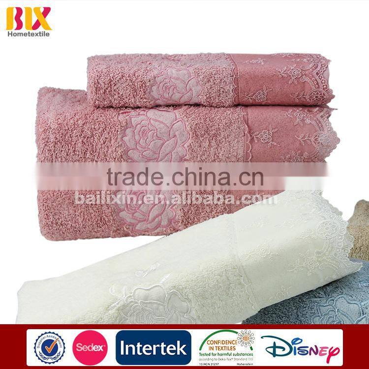 China Wholesales bamboo towel with lace