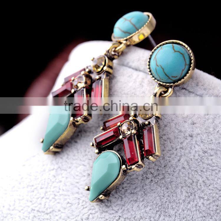 Natural Kallaite turquoise dangle earrings, designer earrings for cute girls