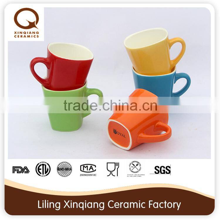 11oz ceramic mug with spoon in handle glazed mug with silk print