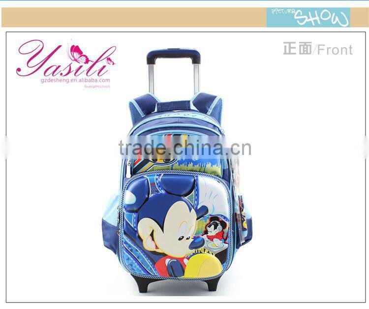 mickey and Minnie school bag,hot design trolley school bags for girls,Full printing mickey trolley school bag