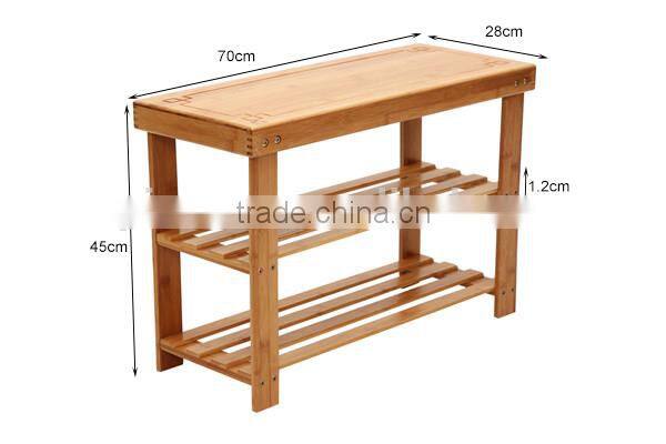 Antique carving bamboo shoe rack & square shoes stool