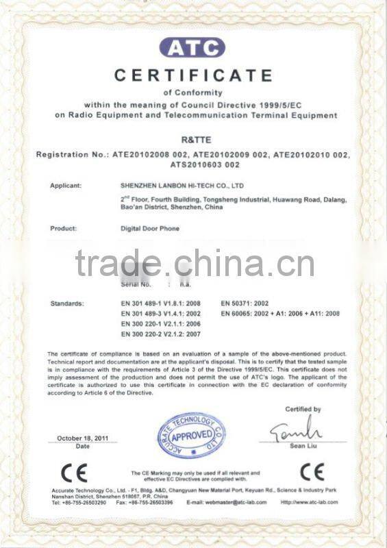 Techno phone video door phone manufacturer for villa/house