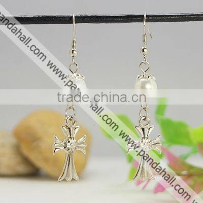 Fashion Glass Pearl Earrings, with CCB Acrylic Pendants(EJEW-JE00491)