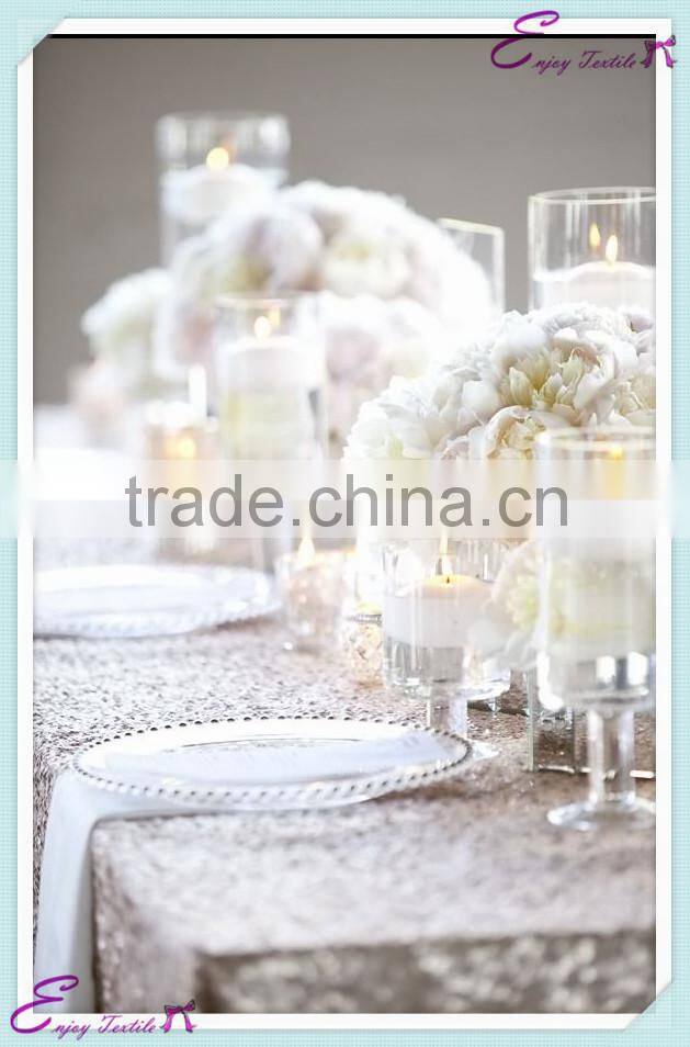 YHT#131 silver sequin polyester banquet wedding wholesale cheap table cloth linen overlay