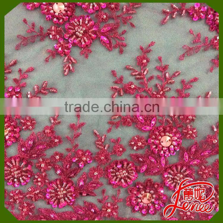 Colorful Sequined Beads Mesh Embroidery Fabric Wholesale For Girls Party Dress