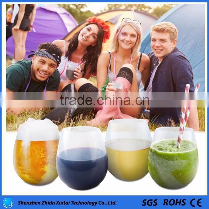 Portable Unbreakable Stemless Reusable Silicone Wine Glasses/Cups