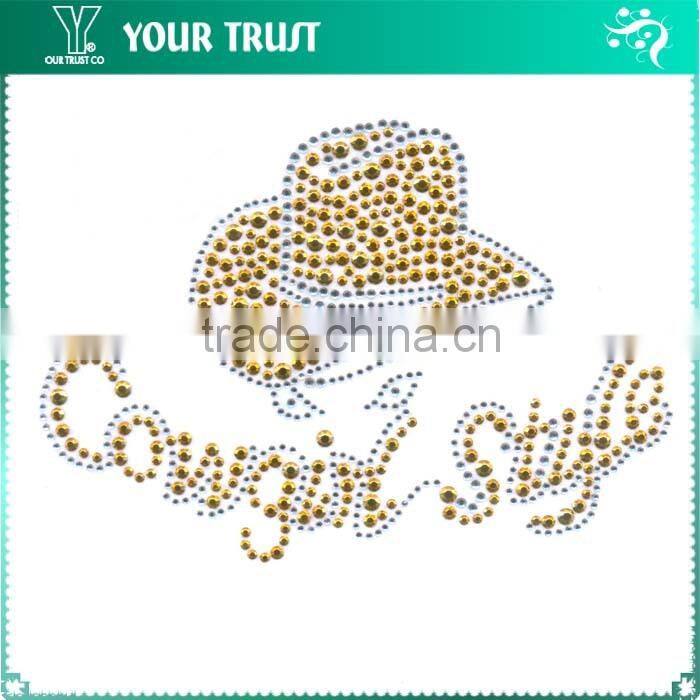 Lady Hot Pink Turquoise Ribbon Cute Dress Iron-on Hot Fix Motif Rhinestone