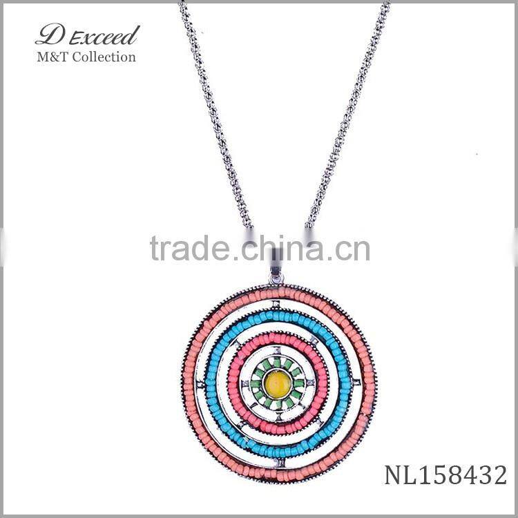 Fashion Women Big Disk Drop Pendant Jewelry Necklace
