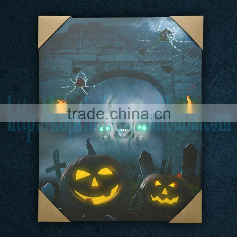 Halloween Scary Pumpkin lighted up led canvas painting