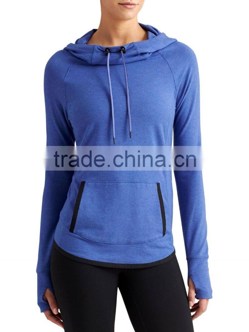 Wholesale Women's Hoodie Sweatshirts High-cut Neck Kangaroo Pocket Hoody for Female Custom