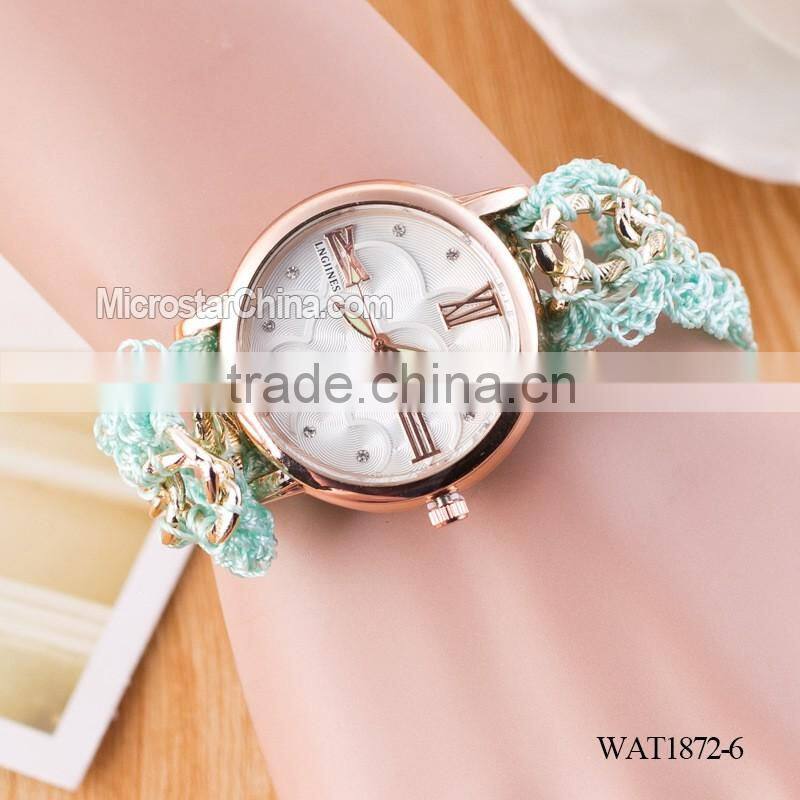 New Classic Geneva Ethnic Braided Analog Quartz Chain roman numerals lady watch