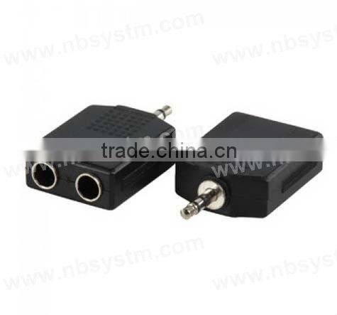 3.5mm stereo plug male to 2x 6.35mm jack female adapter