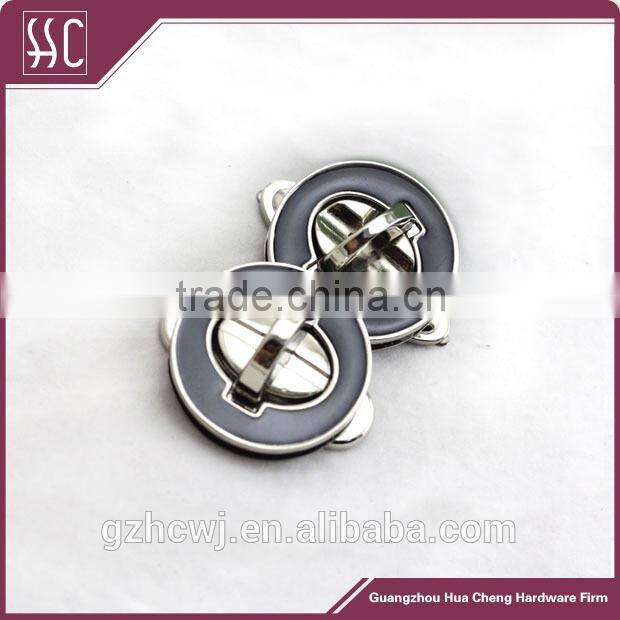 round shaped metal turn lock, black metal handbag lock