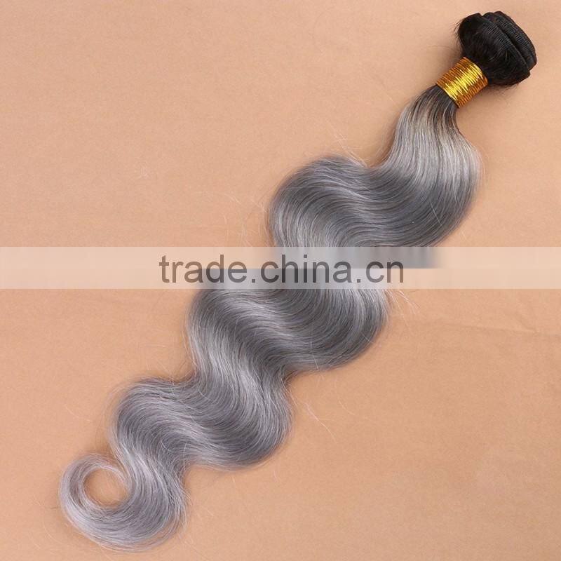 grey and black ombre hair extensions laser hair removal machine 100% Peruvian hair