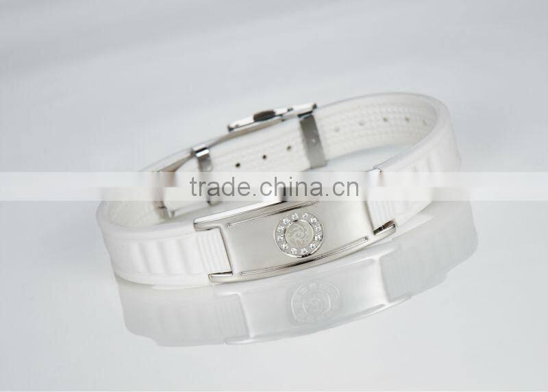 Noproblem D002 office lady fashion jewelry magnetic bead silicone silver girl bracelet