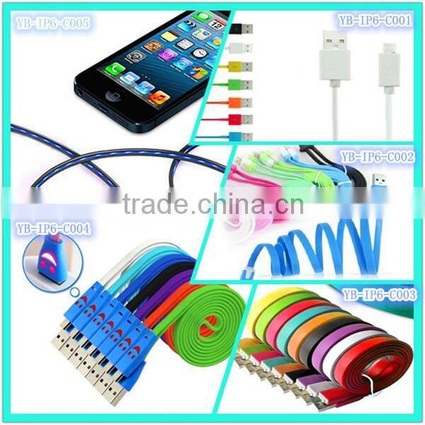 shenzhen factory flat usb cable, metal housing usb data cable, usb cable for iphone 6 and samsung