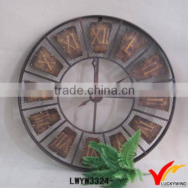 Shabby Chic Vintage Antique Round Metal Wall Clock