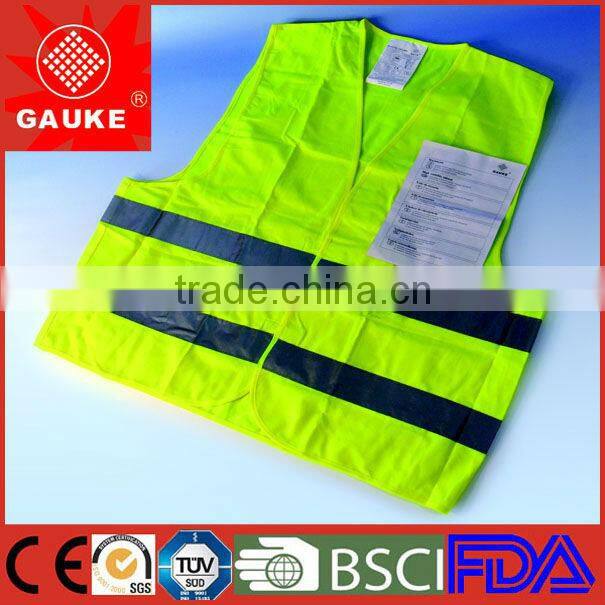 Fluorescent Yellow Orange 100% Polyester Reflecting Safety Vest