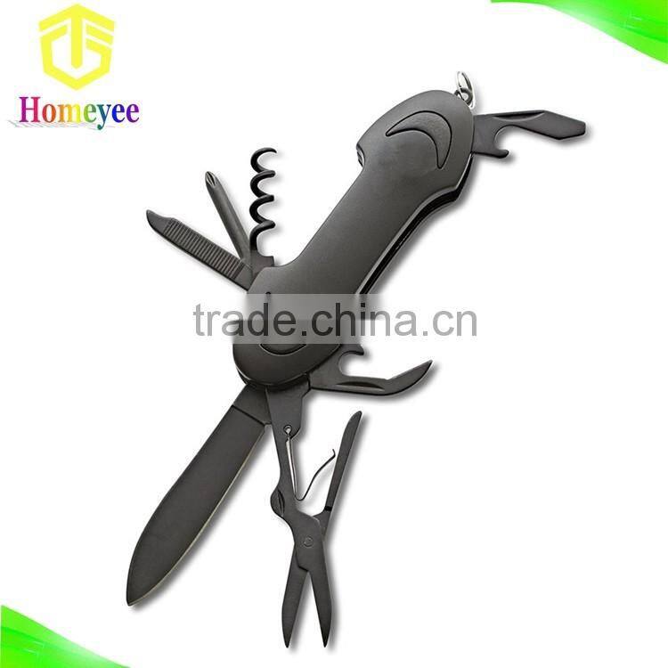 black coating stainless steel little smile face multifunction pocket knife