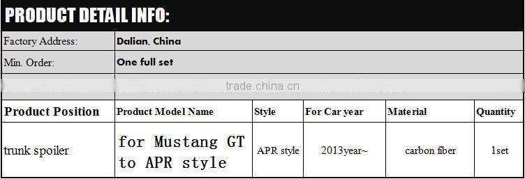 Mustang spoiler fit for Mustang GT 2013year up to AP-style carbon fiber mustange trunk spoiler for Mustang