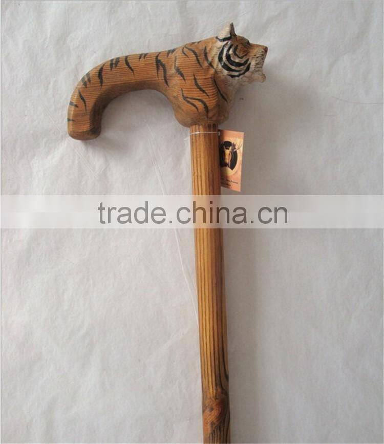 Fashion natural carved animal wooden walking stick
