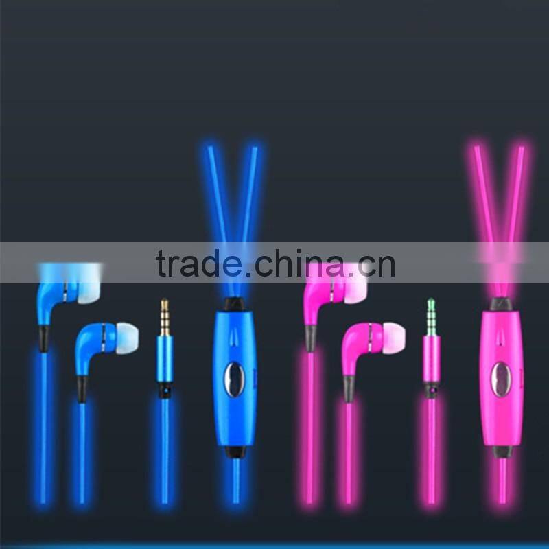 in ear crystal clear shiny earphone with led line