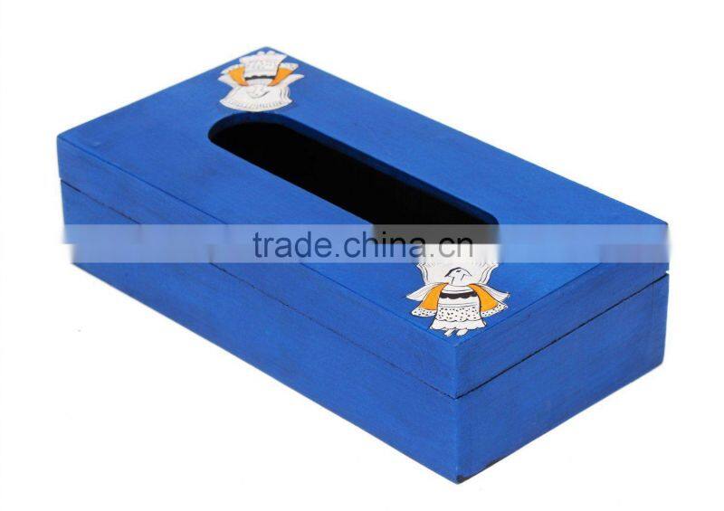 Book Simple Rectangle blue facial tissue box,wooden box