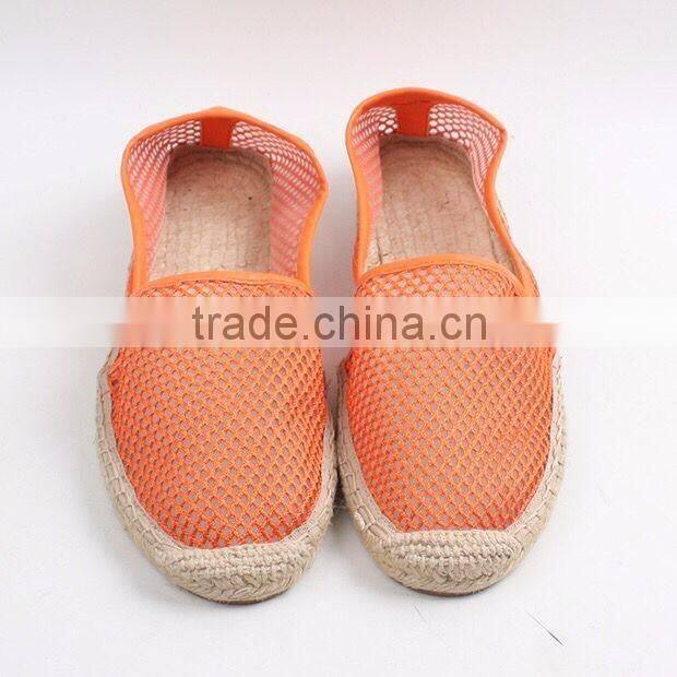 Latest design belly shoes factory espadrilles fashion mesh material jute sole espadrille