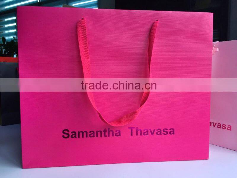 beuatiful purple flowers gift paper Packaging Bag shopping paper bag with handlle for shopping