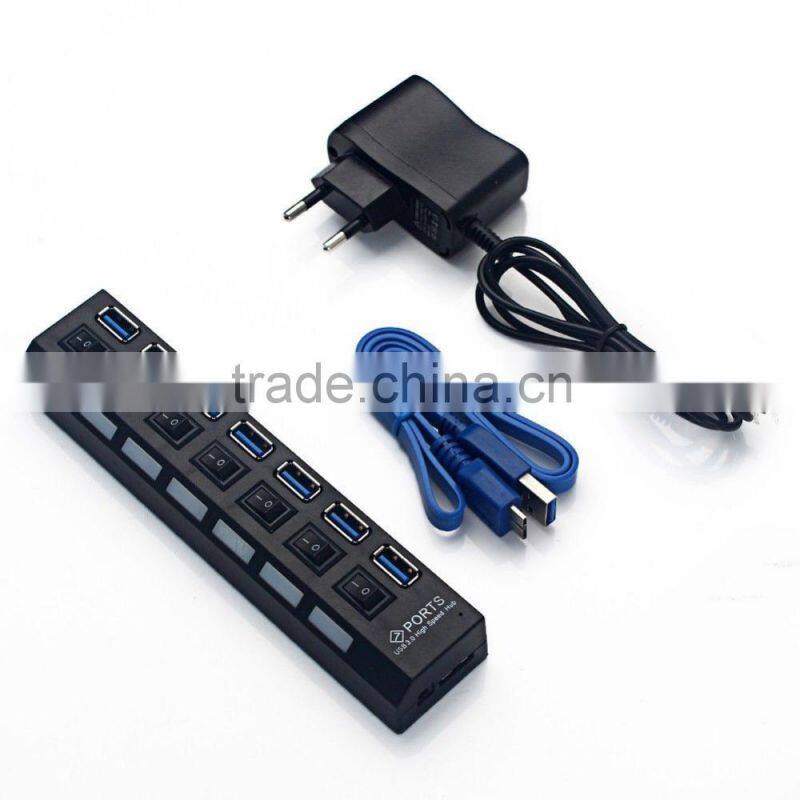 7 PORT USB 3.0 HUB High Speed Power Cable For PC Desktop Laptop Notebook