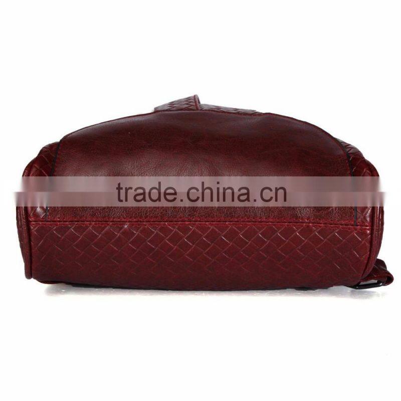 Luxury Women Girls Leather Woven Backpack Campus Shoulder Bag Bookbag Satchel