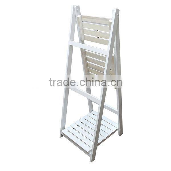 Wooden White Garden 3 Tier Shelf Plant Pot Rack Stand