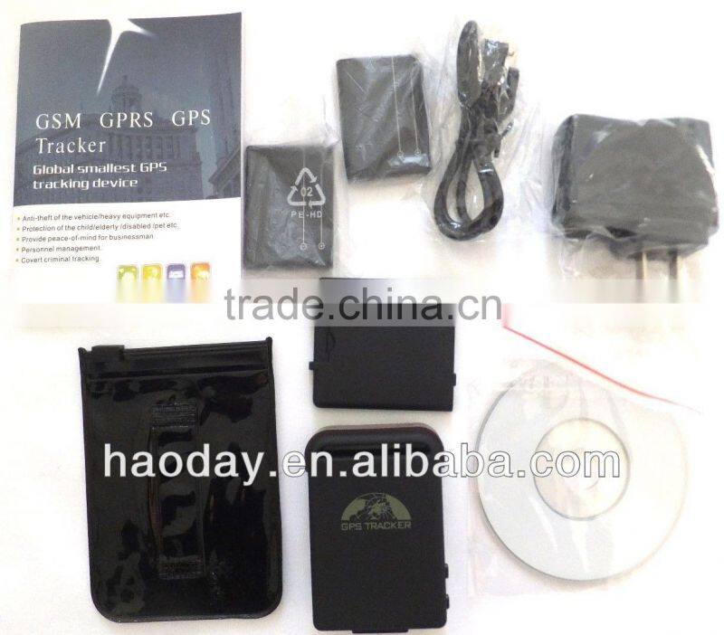Full Accessories Mini Car Vehicle GPS GSM GPRS Tracker TK102B Mini Global Real Time 4 bands small gps tracking device