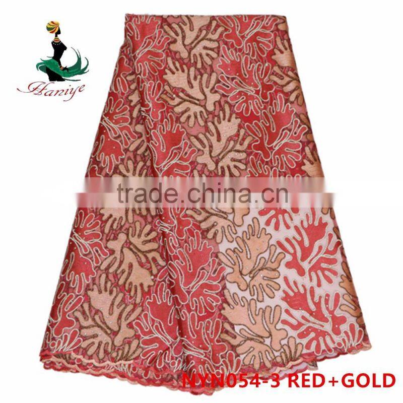 2016 Haniye Wholesale cheap African tulle lace fabrics for wedding dress/NYN54