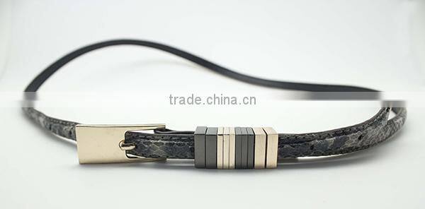 PU leather snake skin finish lady belt