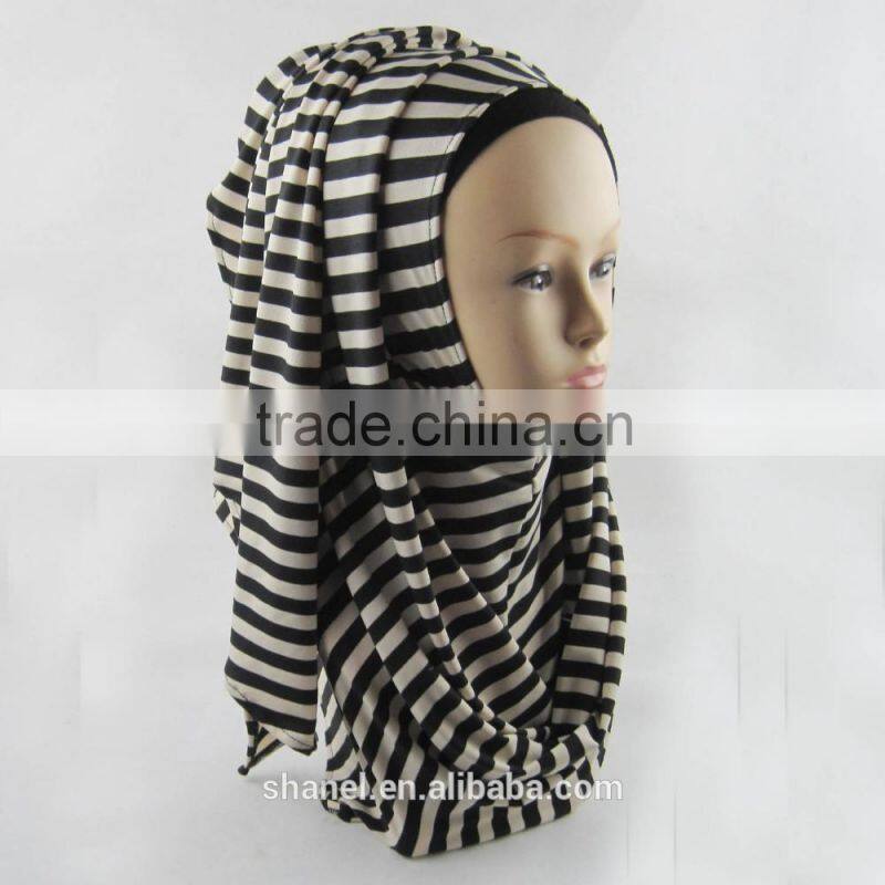 hot sale cotton stripe scarf muslim hijab