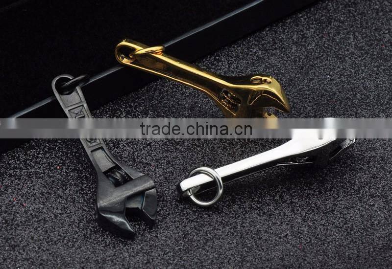2016 Hip hop Gold Necklace Mens Silver Black Gun Plated Stainless Steel Wrench Pendants Charm Jewelry