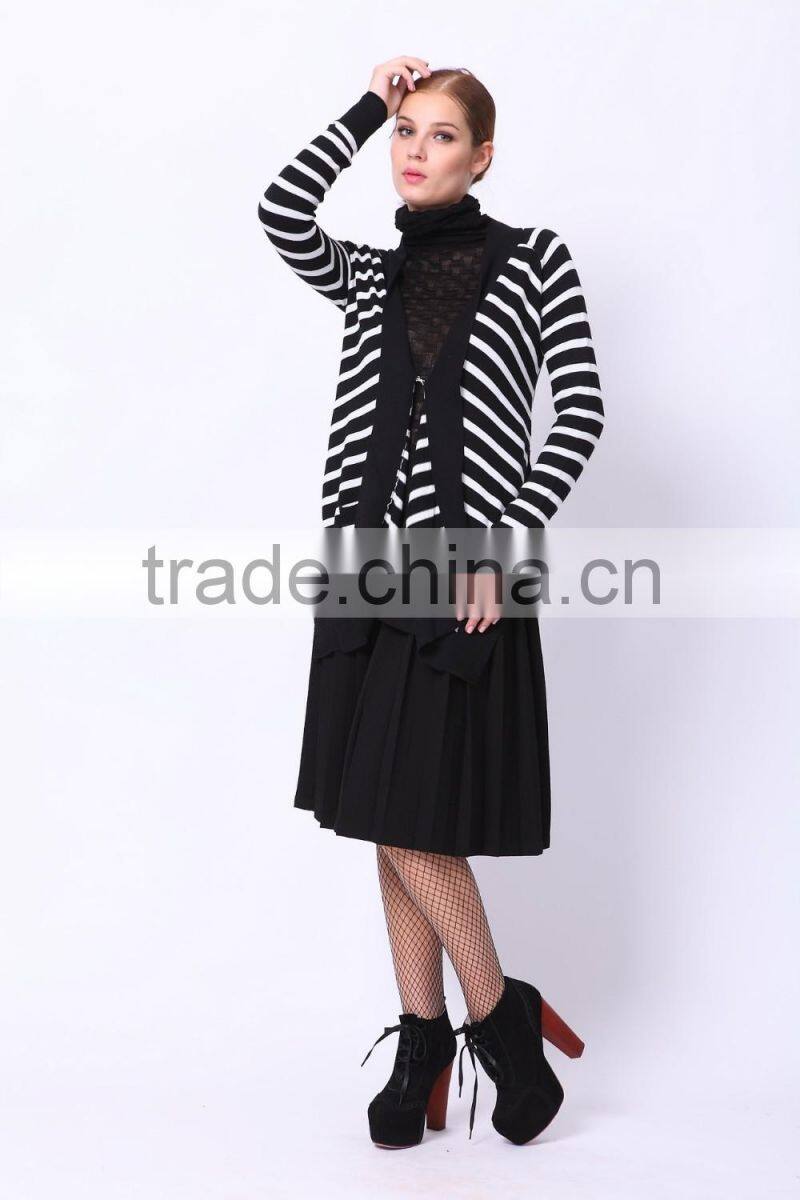 2016 PRETTY STEPS winter collections hot casual fashion women long sleeve striped tops cardigan jacket