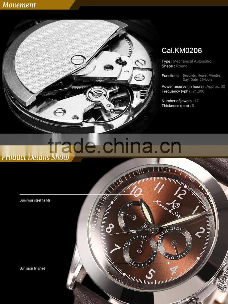 KS Navigator Men Leather Automatic Mechanical Analog Watch