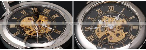 Fashion Men Analog Mechanical Roman Numerals Pocket Watch