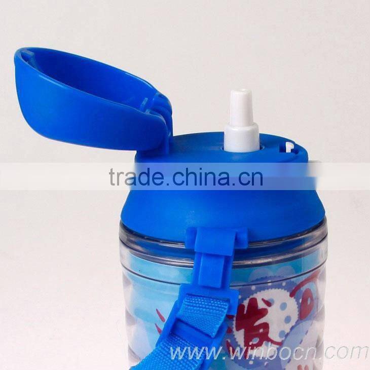 DIY double walls plastic water bottle with cup