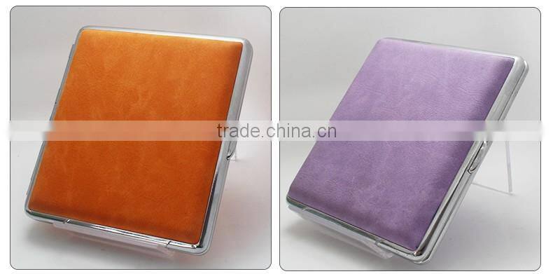Leather decorative pattern metal cigarette case