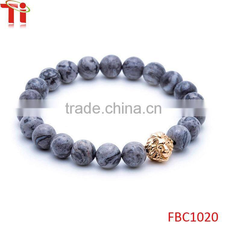 2016 new natural stone stretch bracelet, products gray natural stone bead men bead bracelets