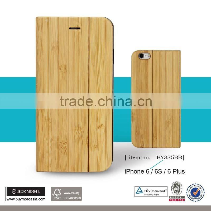 For iPhone 6s Real Bamboo Wood Flip Stand Case, Blank Hard Back Hand-made Wooden Covers for iPhone Wood Case
