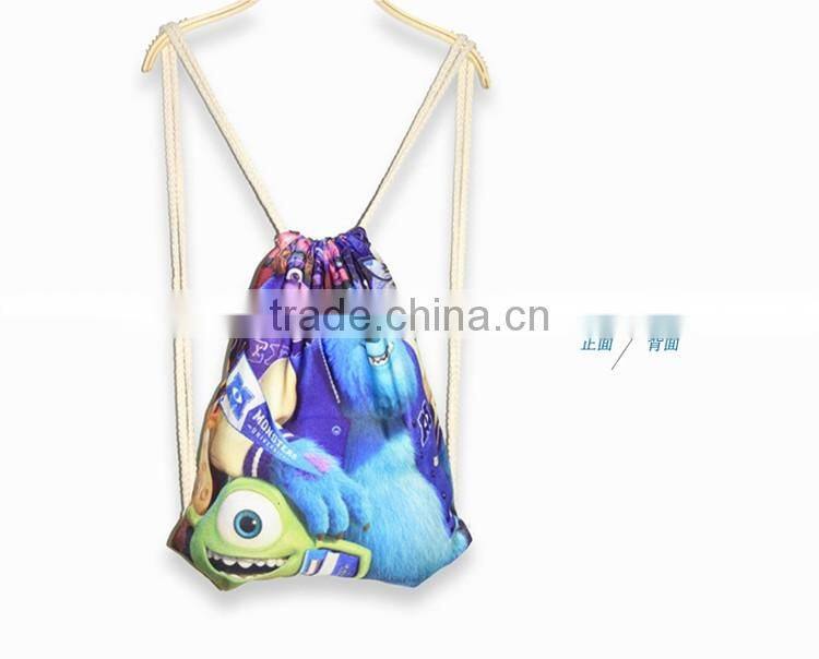 Promotional Canvas pattern printing drawstring backpack bag