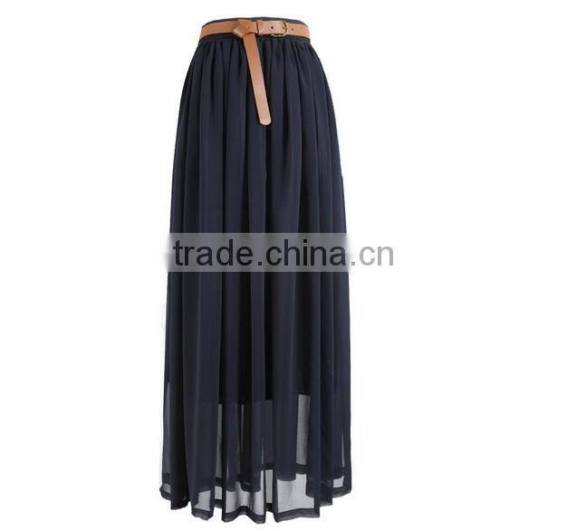 Sexy women Chiffon Pleated Maxi Long Dress Elastic Waist Bust Skirt